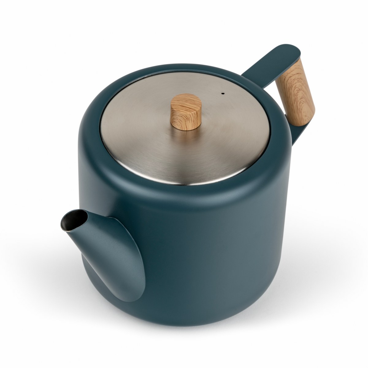 Bredemeijer Duet Boston Double-Walled Teapot 1.1L – Blue with Wood-Look Fittings – image 4