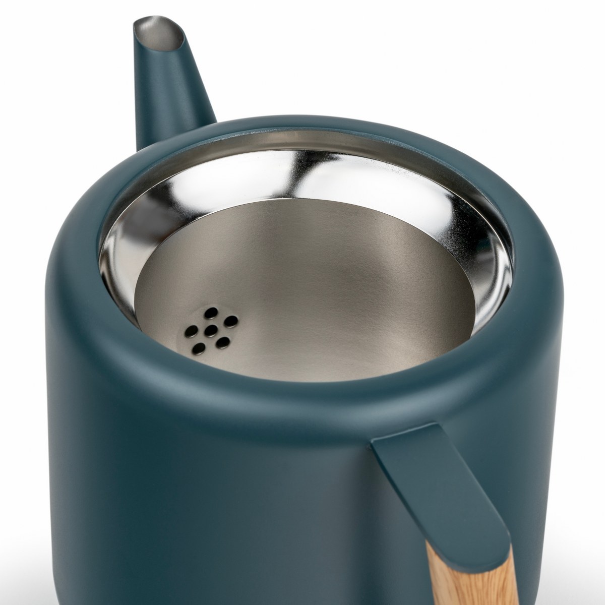 Bredemeijer Duet Boston Double-Walled Teapot 1.1L – Blue with Wood-Look Fittings – image 2