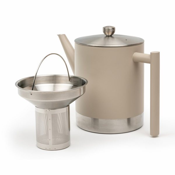 Bredemeijer Minuet Cylindre Double-Walled Teapot 1.2L – Taupe