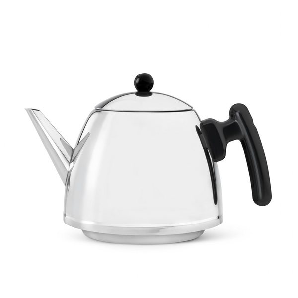 Bredemeijer Duet Classic Double-Walled Teapot 1.2L – Polished Steel, Black Fittings