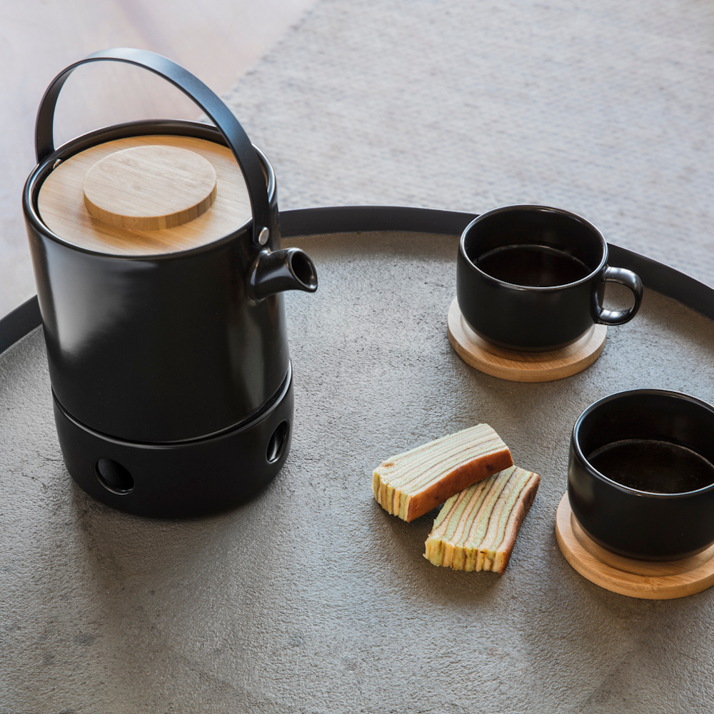 Bredemeijer Umea Tea for One Set – White Stoneware with Bamboo Lid – image 2