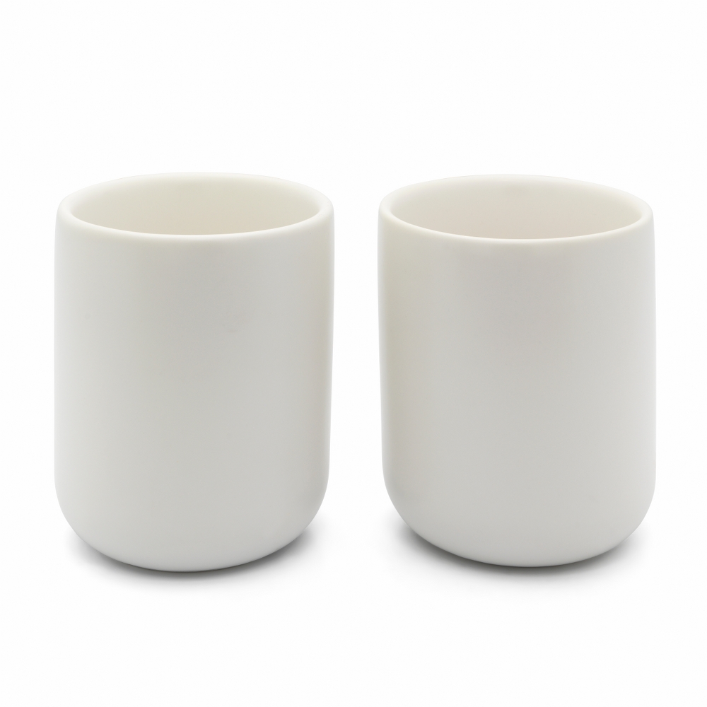 Bredemeijer Umea Stoneware Tea Mug 200ml with Bamboo Coaster – White – image 2