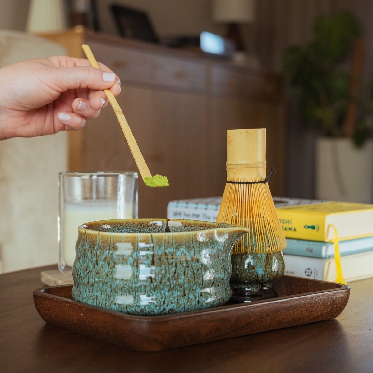 Bredemeijer 4-Piece Matcha Set – Blue & Brown Reactive Glaze – image 8