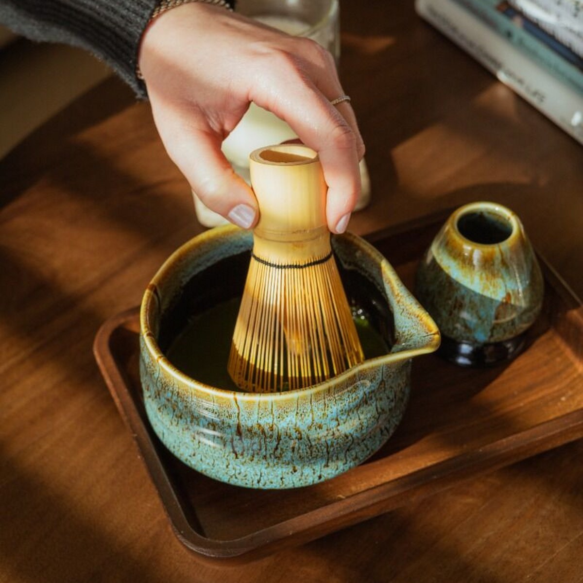Bredemeijer 4-Piece Matcha Set – Blue & Brown Reactive Glaze – image 9