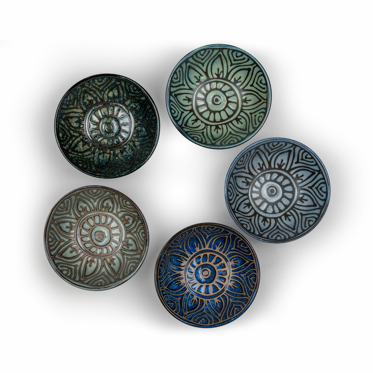 Bredemeijer Jara Porcelain Tea Bowls with Flower Decor, Set of 5 – image 3