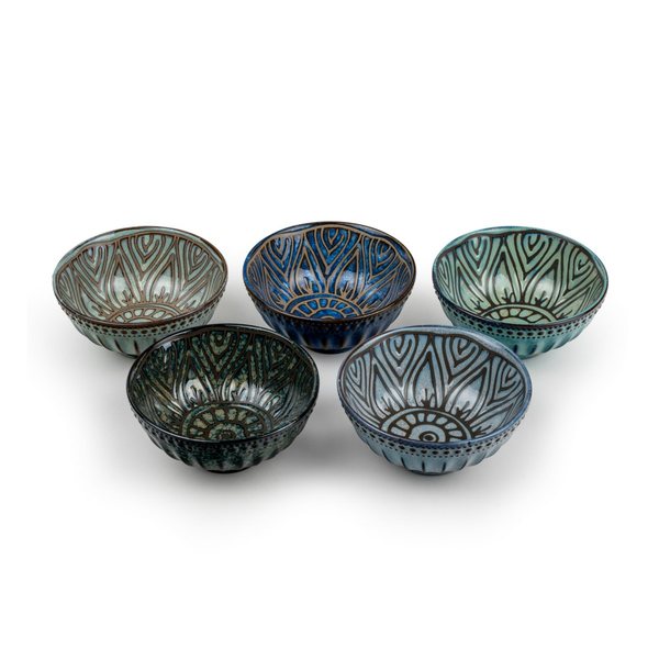 Bredemeijer Jara Porcelain Tea Bowls with Flower Decor, Set of 5