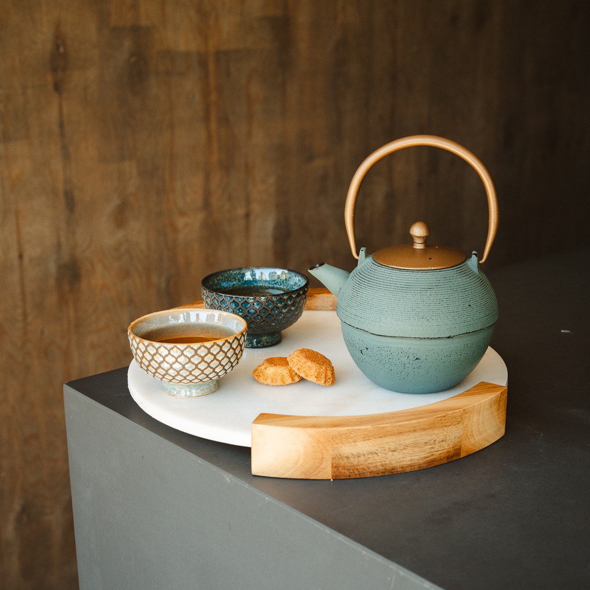 Bredemeijer Sara Footed Porcelain Tea Bowls, Set of 5 – Blue & Green – image 11