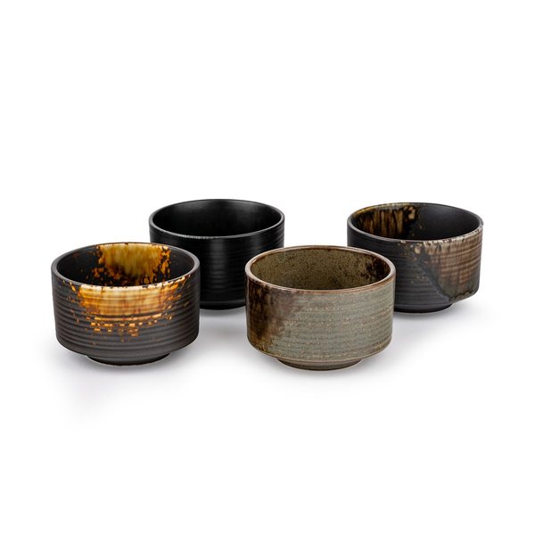 Bredemeijer Osaka Reactive Glaze Stoneware Tea Bowls, Set of 4