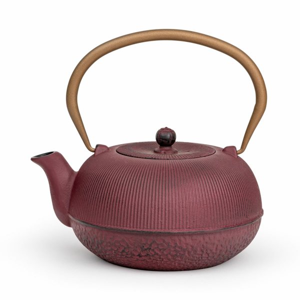 Bredemeijer Sichuan Cast Iron Teapot 1L – Plum with Gold Handle