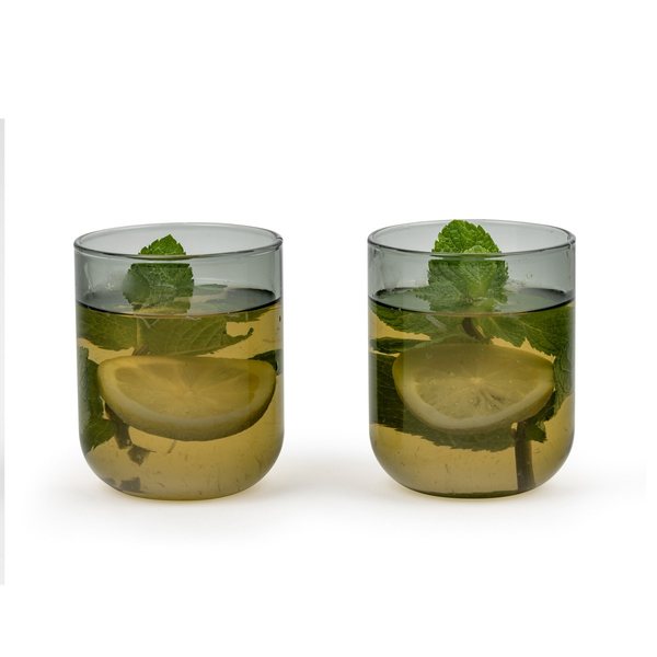 Bredemeijer Padua Single-Walled Glass Cups 350ml, Set of 2 – Grey