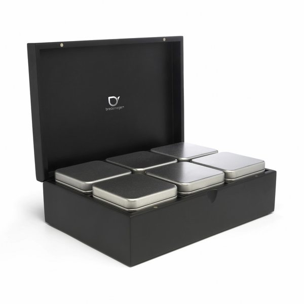 Bredemeijer Bamboo Loose Tea Box with 6 Canisters – Black