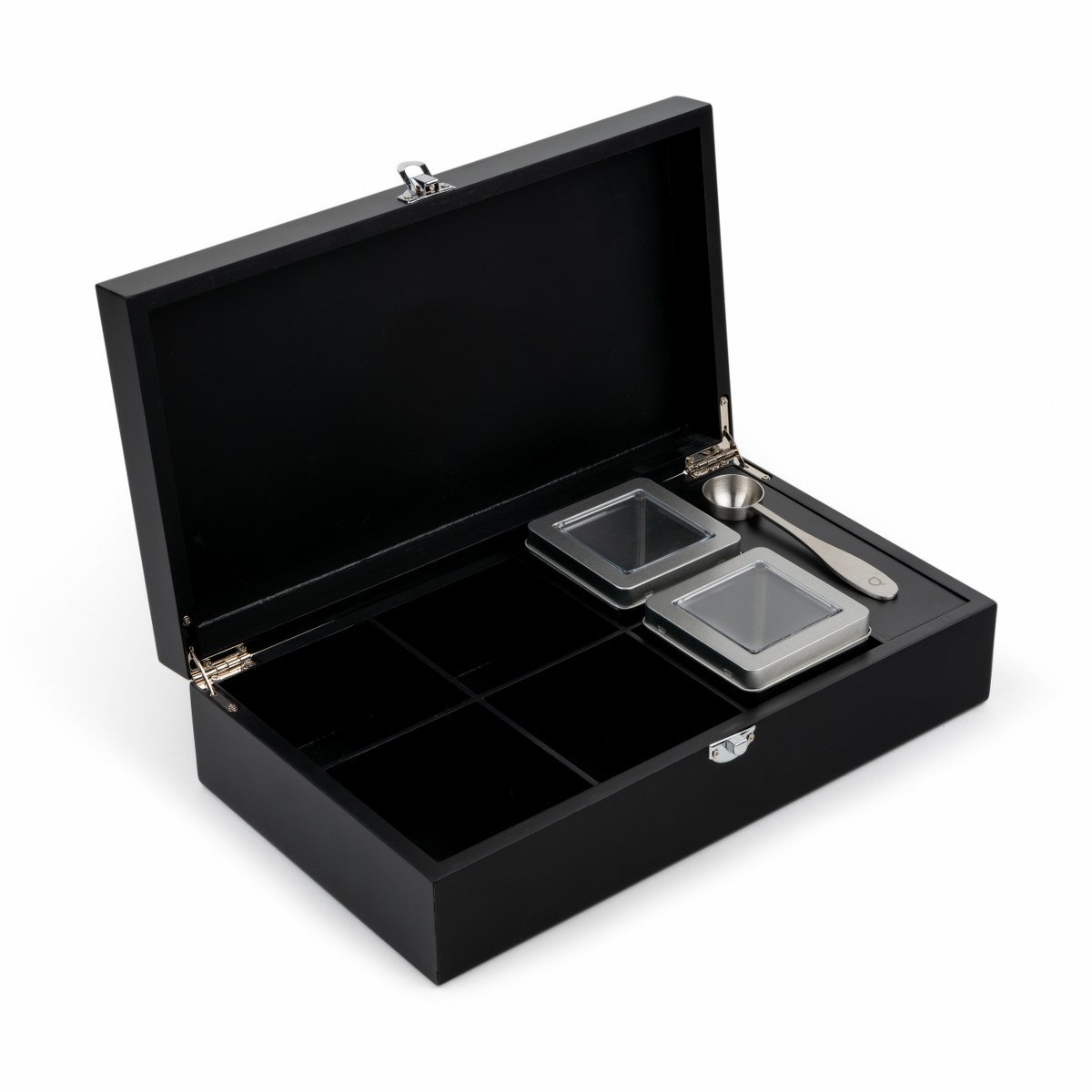 Bredemeijer Black Bamboo Tea Box with 2 Canisters & Scoop – image 3