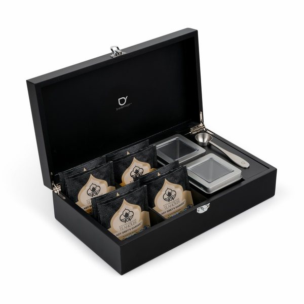 Bredemeijer Black Bamboo Tea Box with 2 Canisters & Scoop