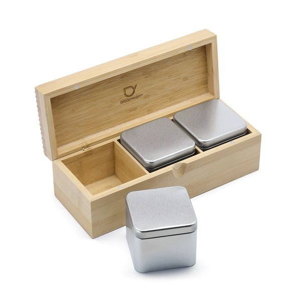 Bredemeijer Bamboo Tea Box with 3 Aluminium Loose-Leaf Canisters
