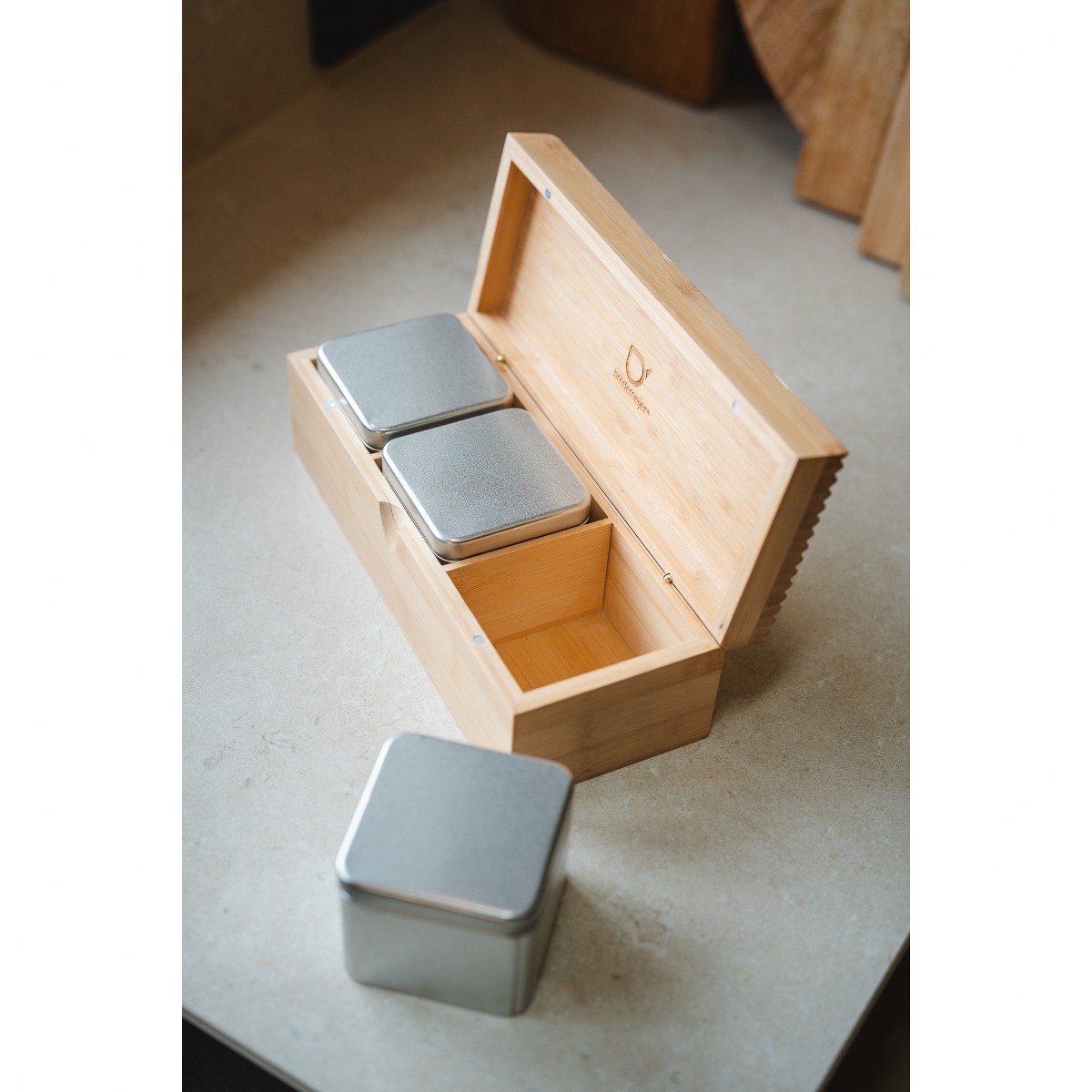 Bredemeijer Bamboo Tea Box with 3 Aluminium Loose-Leaf Canisters – image 5