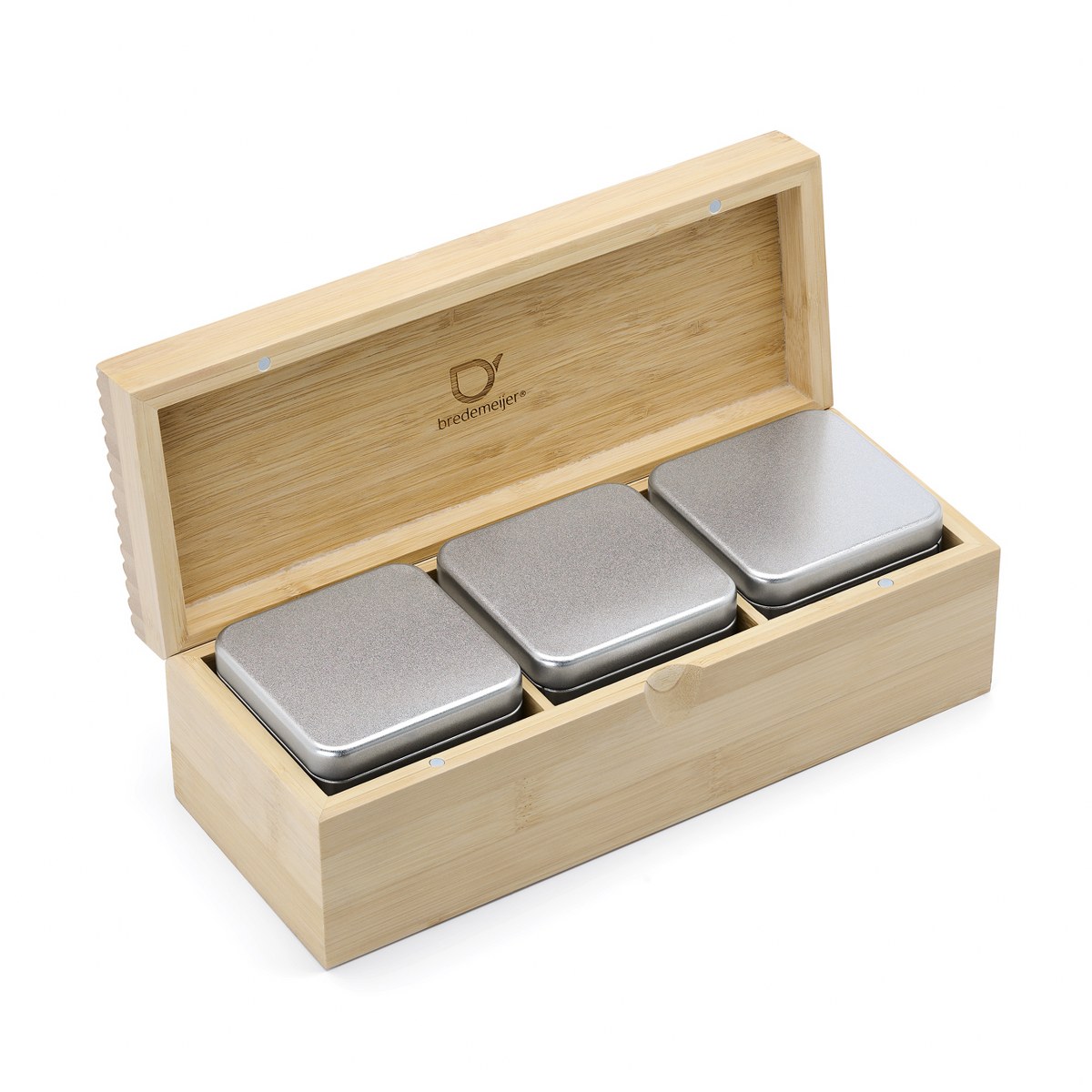 Bredemeijer Bamboo Tea Box with 3 Aluminium Loose-Leaf Canisters – image 2