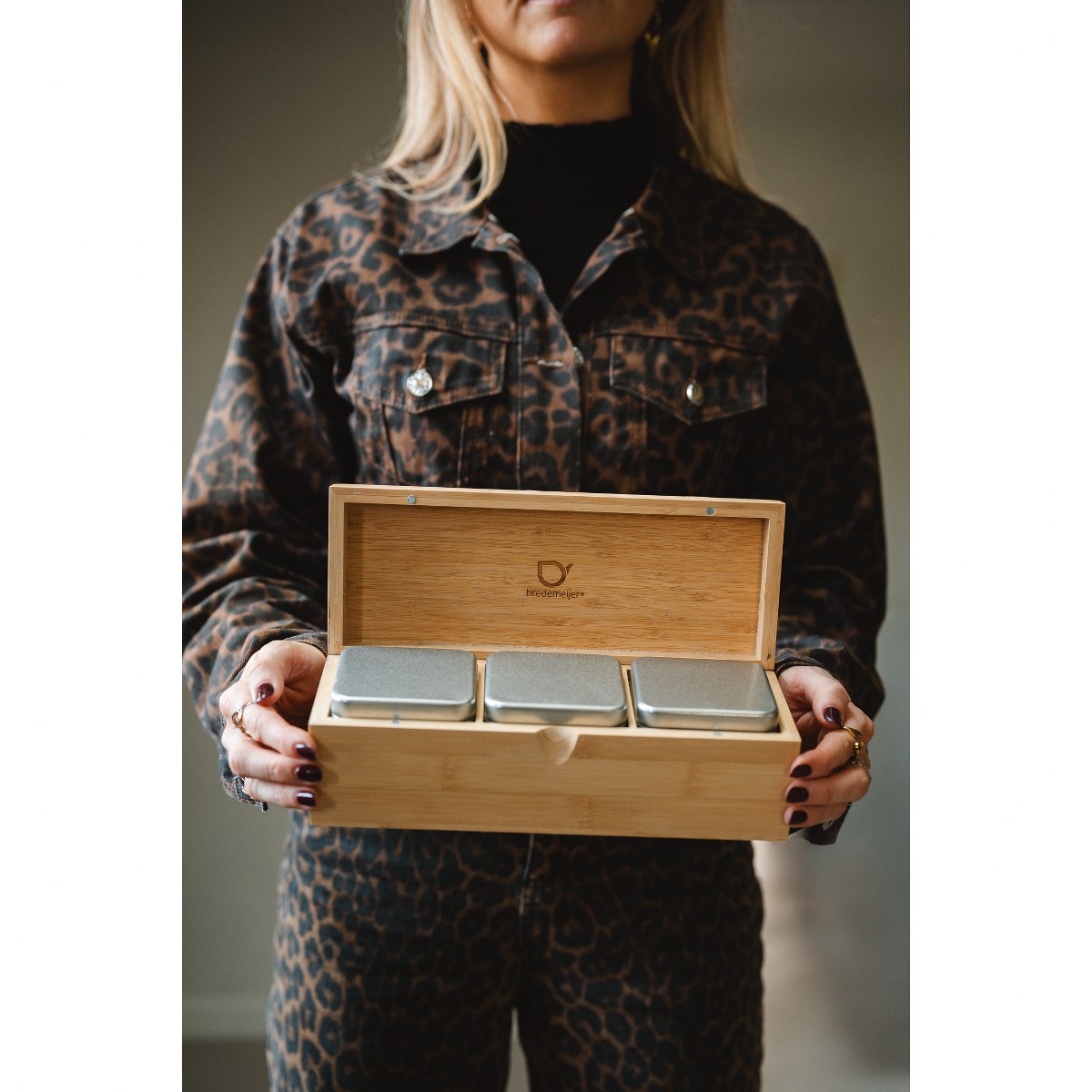 Bredemeijer Bamboo Tea Box with 3 Aluminium Loose-Leaf Canisters – image 6