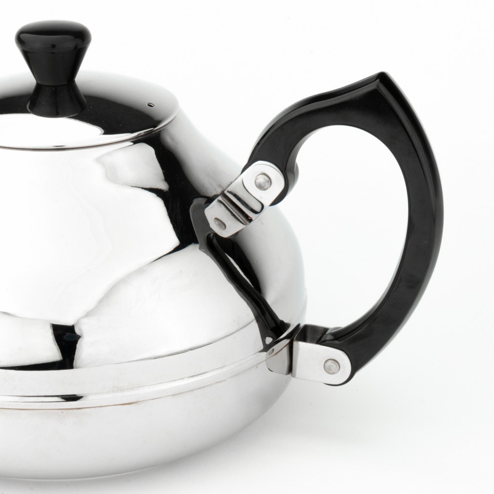 Bredemeijer Ceylon Stainless Steel Teapot 1.2L – Polished with Black Fittings – image 2