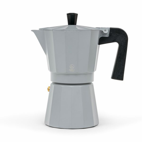 Leopold Vienna Moshi Recycled Aluminium Stovetop Espresso Maker, 6 Cup – Grey