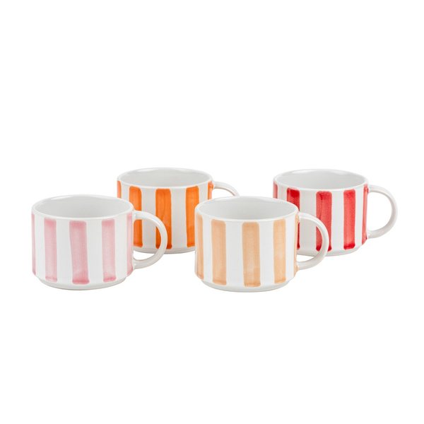 Leopold Vienna Franca Hand-Painted Stoneware Coffee Cups, Set of 4