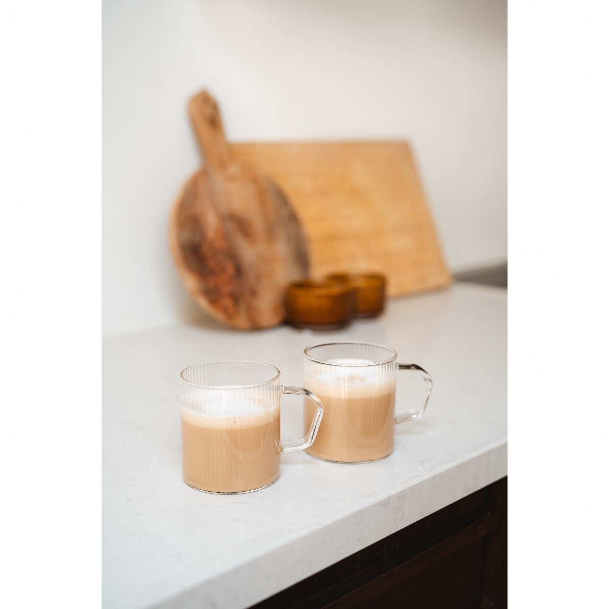 Leopold Vienna Arusha Ribbed Glass Cappuccino Cups 300ml, Set of 2 – image 3