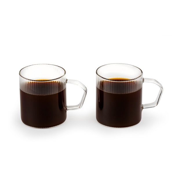 Leopold Vienna Arusha Ribbed Glass Cappuccino Cups 300ml, Set of 2