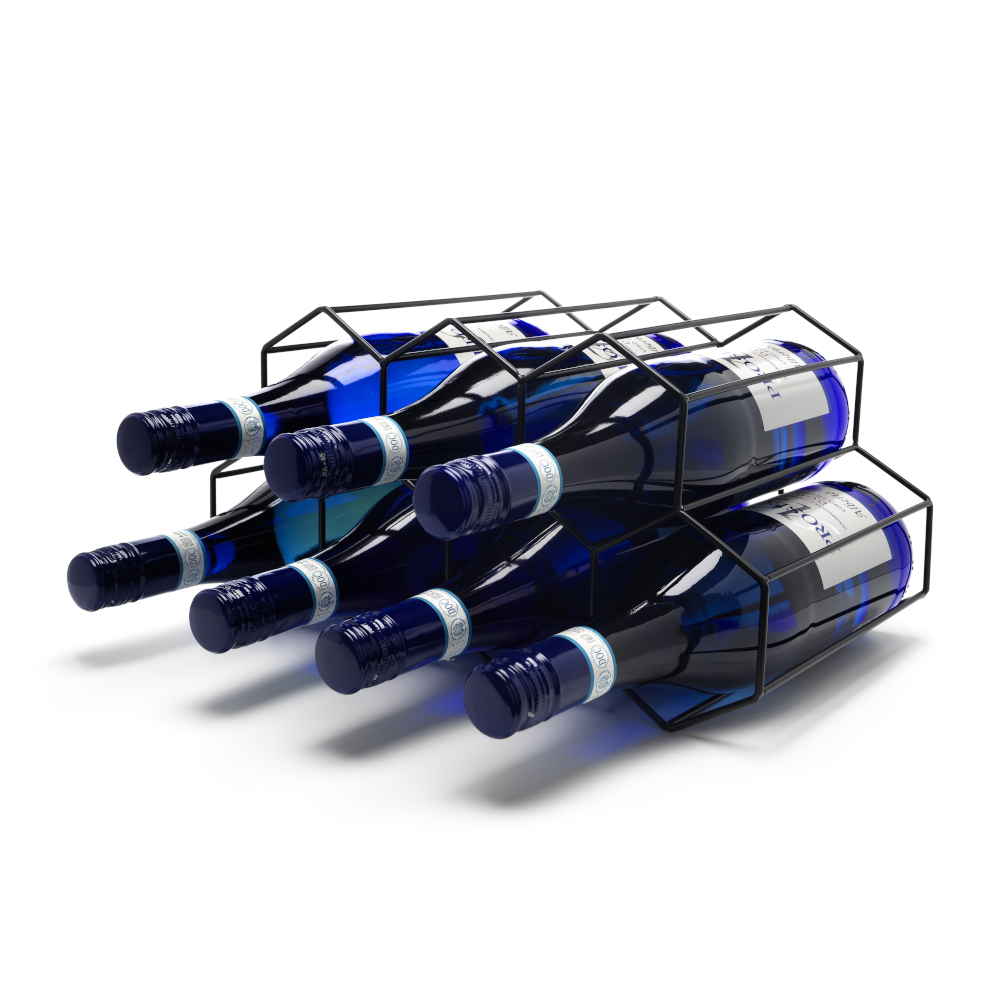 Leopold Vienna Hexagonal 7-Bottle Wine Rack – Matt Black – image 3