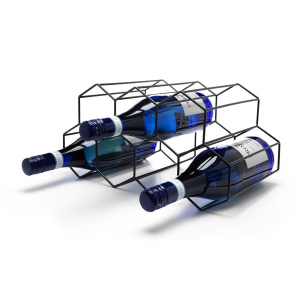 Leopold Vienna Hexagonal 7-Bottle Wine Rack – Matt Black