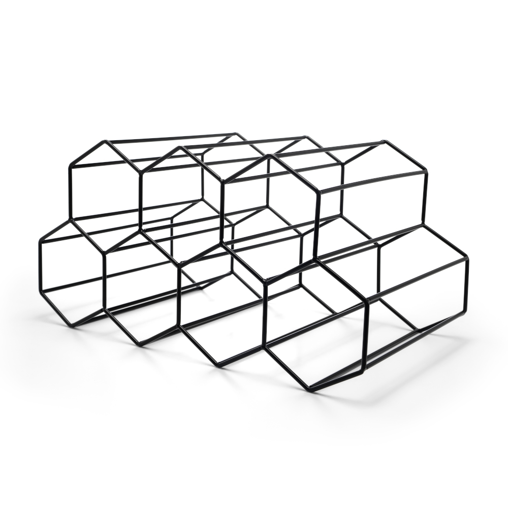 Leopold Vienna Hexagonal 7-Bottle Wine Rack – Matt Black – image 2