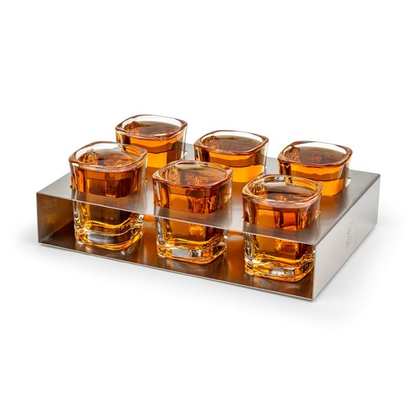 Leopold Vienna Shot Glasses Gift Set of 6 with Steel Tray