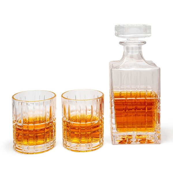 Leopold Vienna Aspiran Faceted Whisky Decanter & 2 Glasses