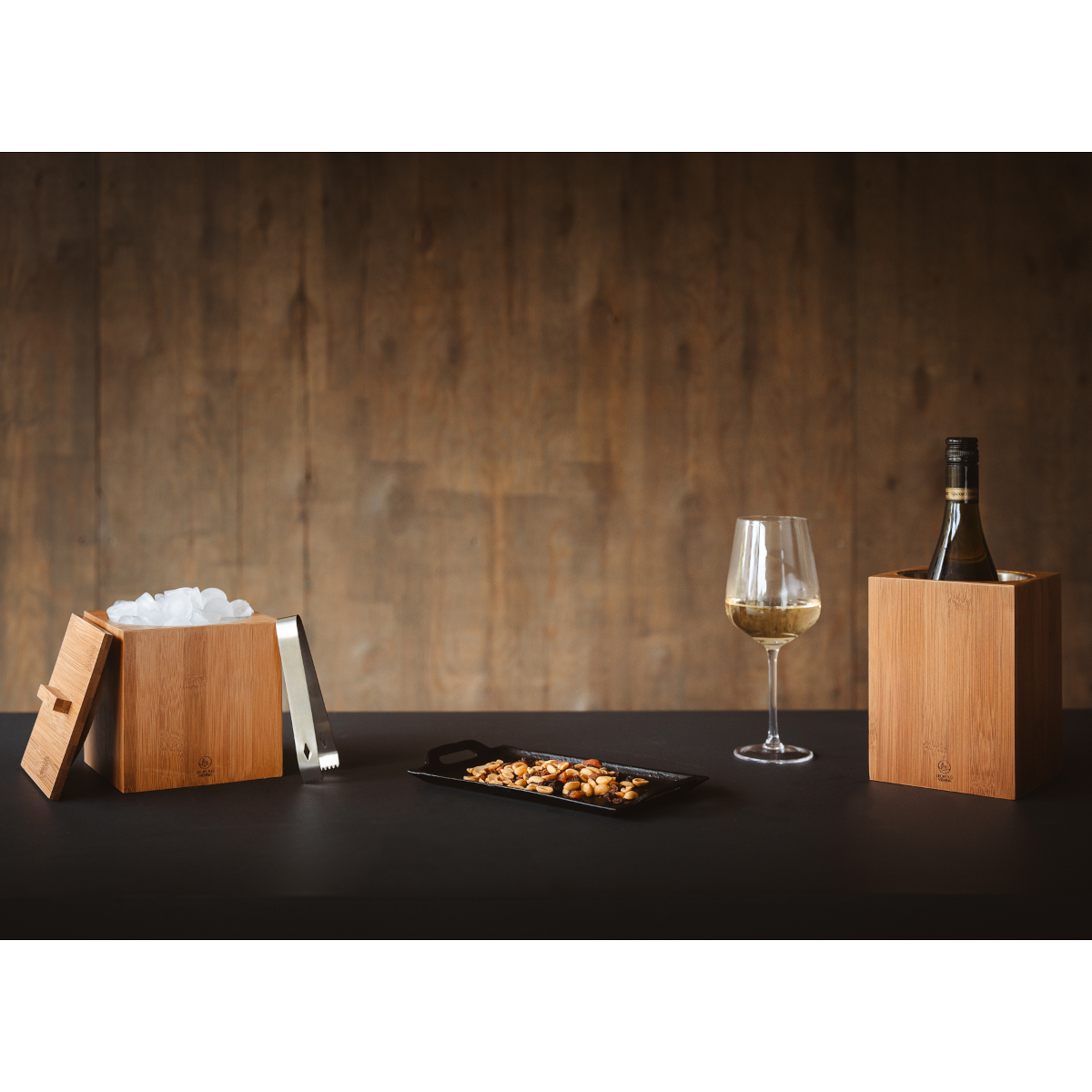 Leopold Vienna Barolo Bamboo Ice Bucket 1.8L with Tongs – image 3