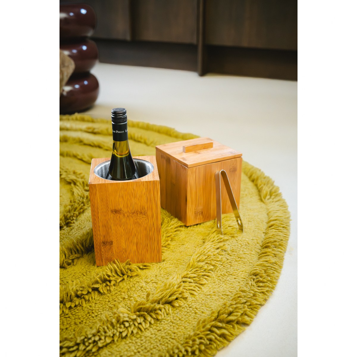 Leopold Vienna Barolo Bamboo Ice Bucket 1.8L with Tongs – image 4