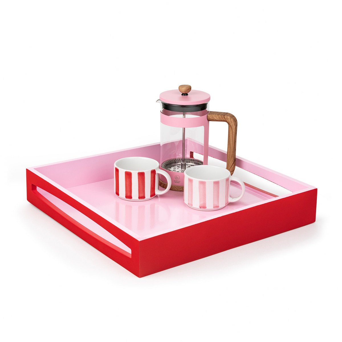Leopold Vienna Franca Bamboo Serving Tray 35 x 35cm – Red & Pink – image 2