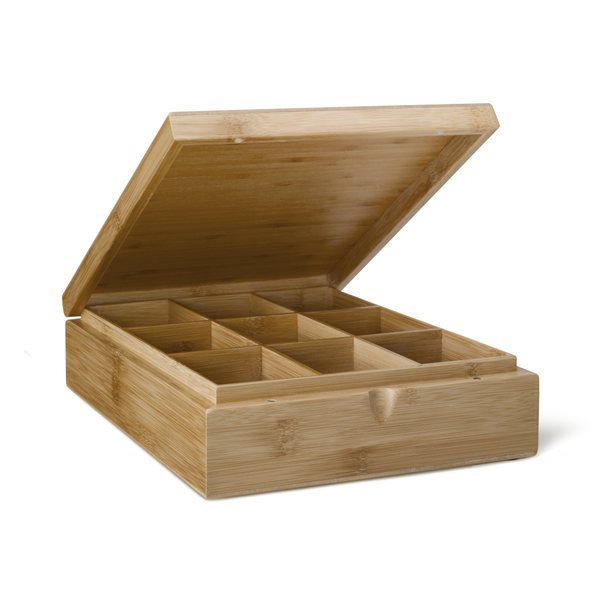 Bredemeijer Bamboo Tea Box with 9 Compartments – Natural