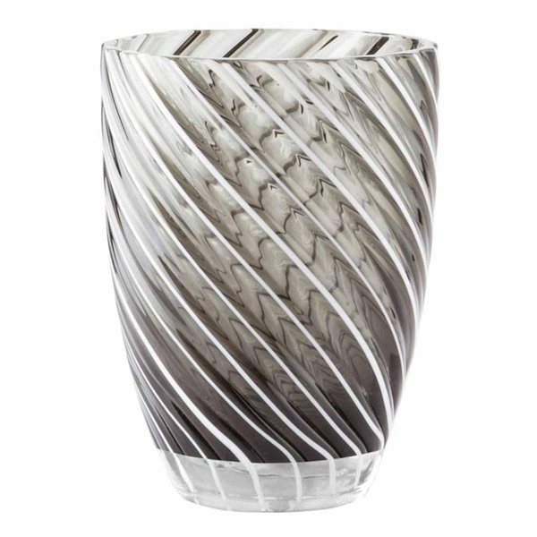 Italesse Vertigo Hand-Blown Glass Tumbler – Black & White Spiral, 380ml