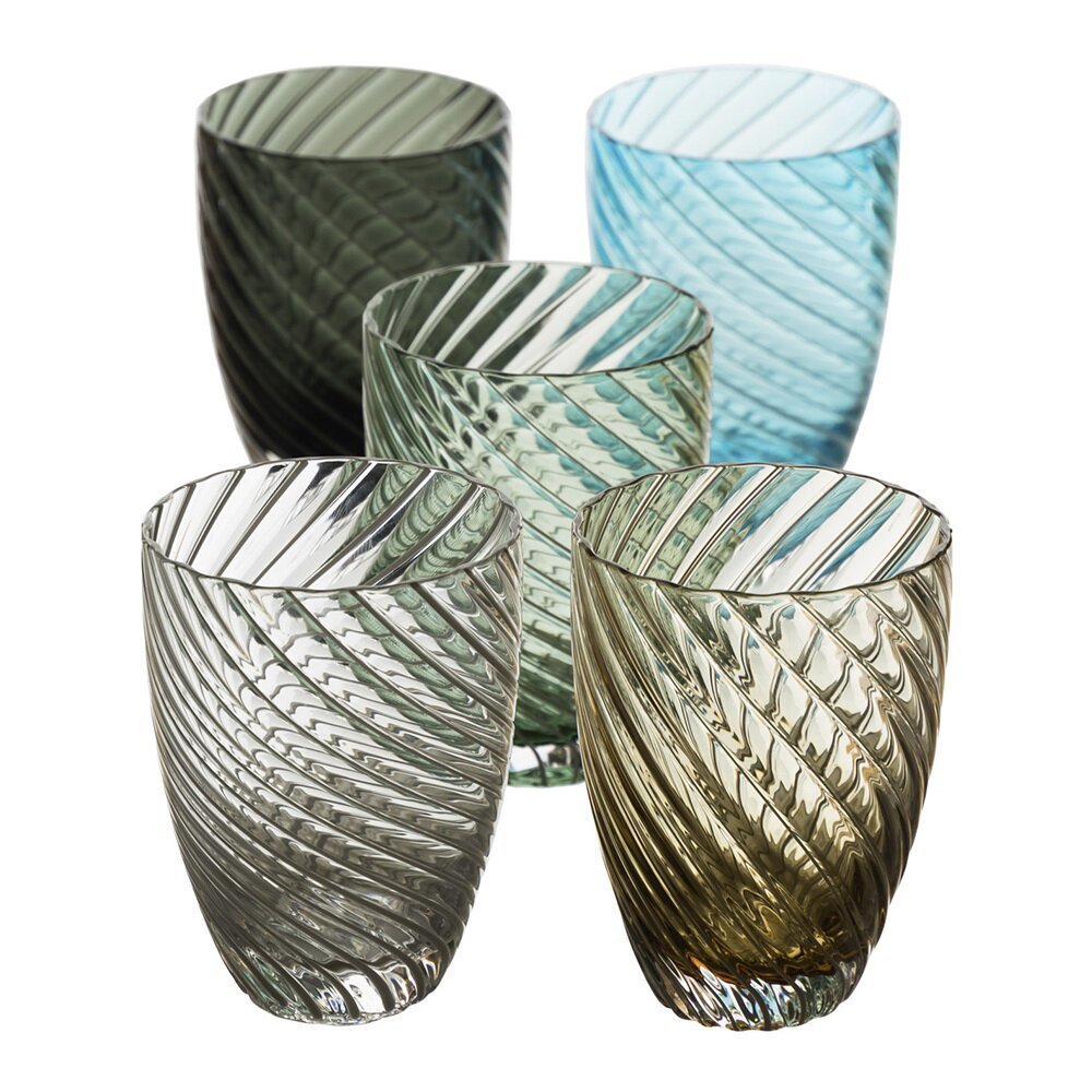 Italesse Vertigo Hand-Blown Glass Tumbler – Blue & White Spiral, 380ml – image 5