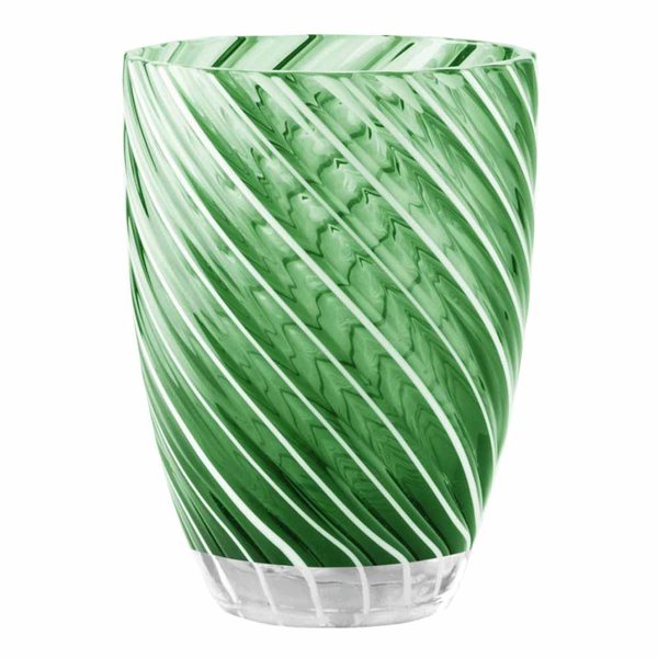 Italesse Vertigo Hand-Blown Glass Tumbler – Green & White Spiral, 380ml