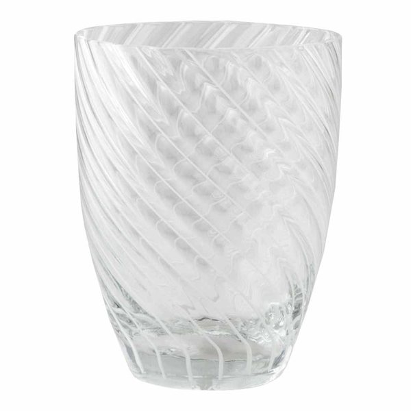 Italesse Vertigo Hand-Blown Glass Tumbler – Clear & White Spiral, 380ml
