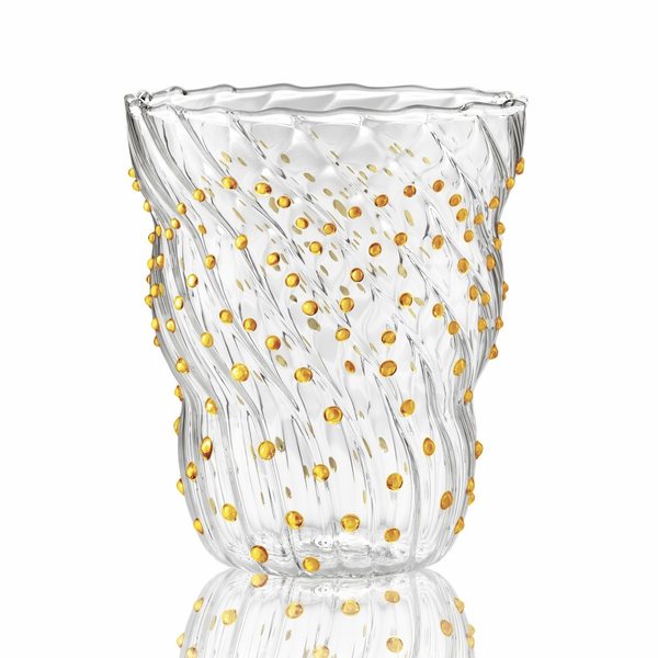 Italesse Twist Pua Hand-Blown Glass Tumbler 370ml – Clear & Amber