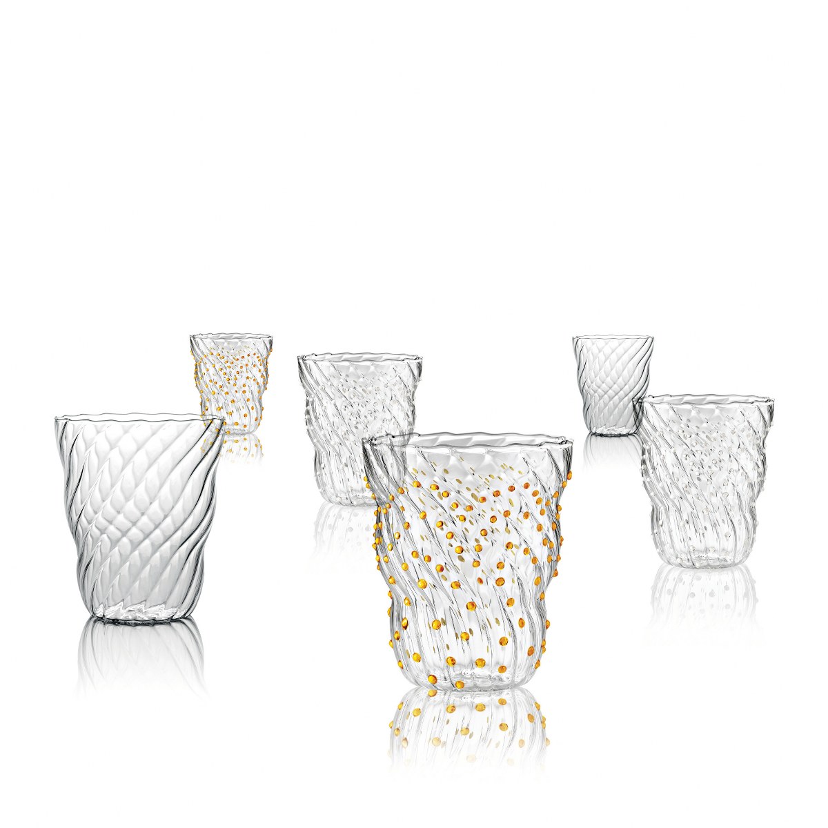 Italesse Twist Pua Hand-Blown Glass Tumbler 370ml – Clear & White – image 3