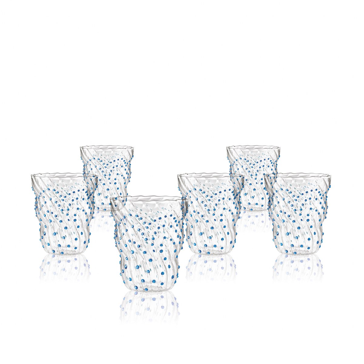 Italesse Twist Pua Hand-Blown Glass Tumbler 370ml – Clear & Blue – image 2