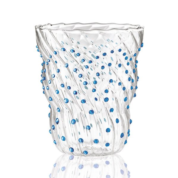 Italesse Twist Pua Hand-Blown Glass Tumbler 370ml – Clear & Blue