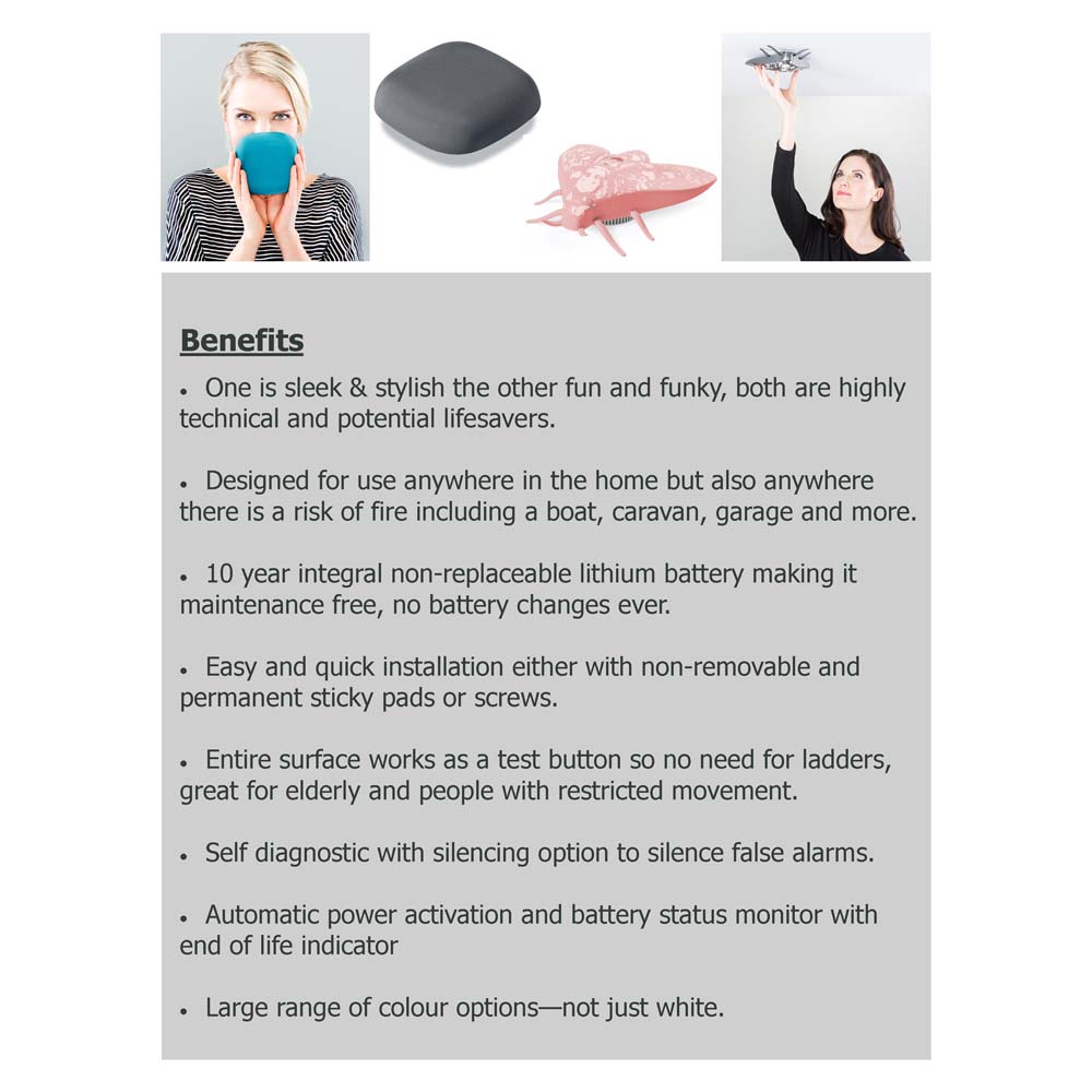 Jalo Kupu 10 Designer Smoke Alarm – Dark Grey Fabric, 10-Year Battery – image 2