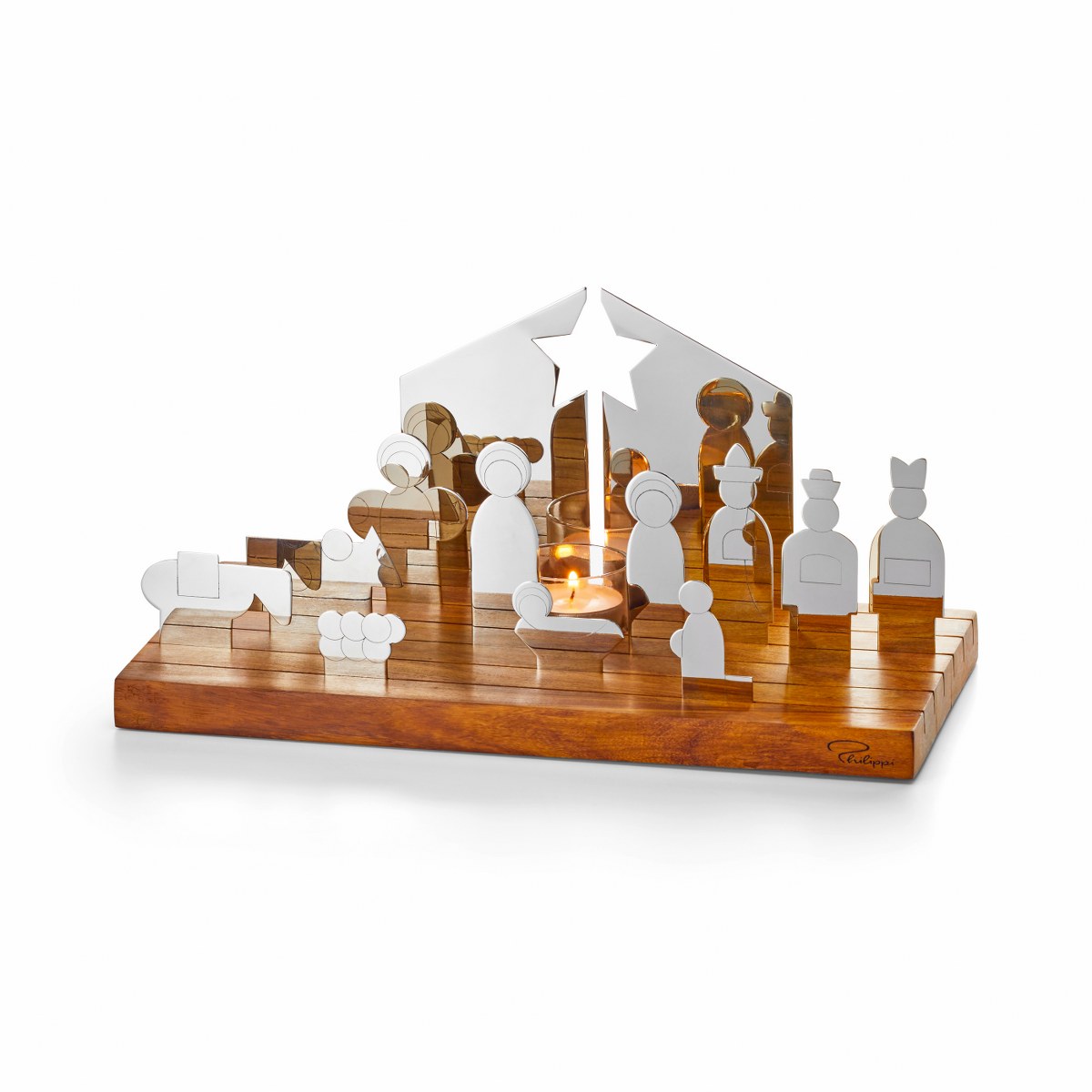 Philippi Bethlehem Polished Steel Nativity on Rosewood Base – image 3