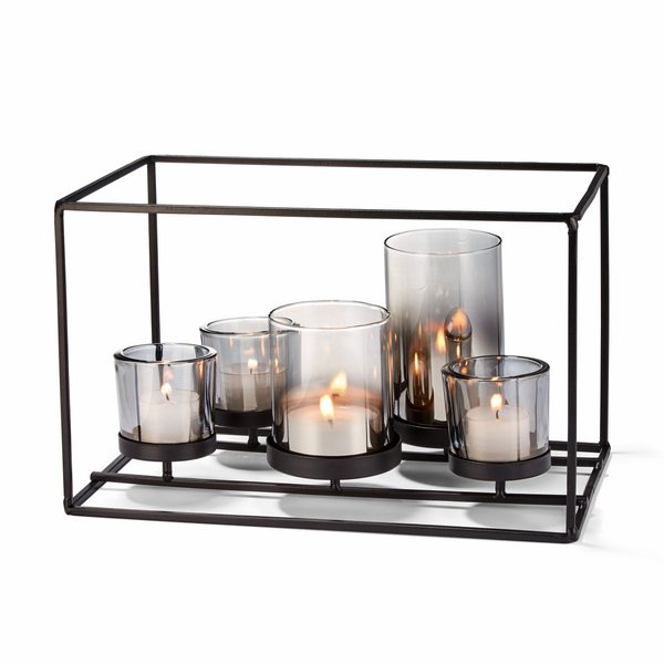 Philippi York Industrial 5-Candle Holder with Glass Covers