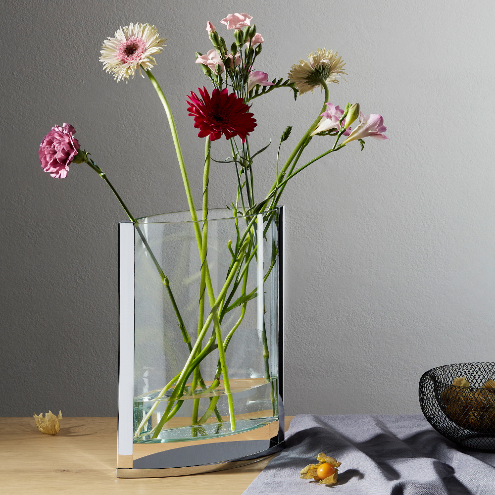 Philippi Decade Large Floating Glass Vase – Chrome & Glass – image 7