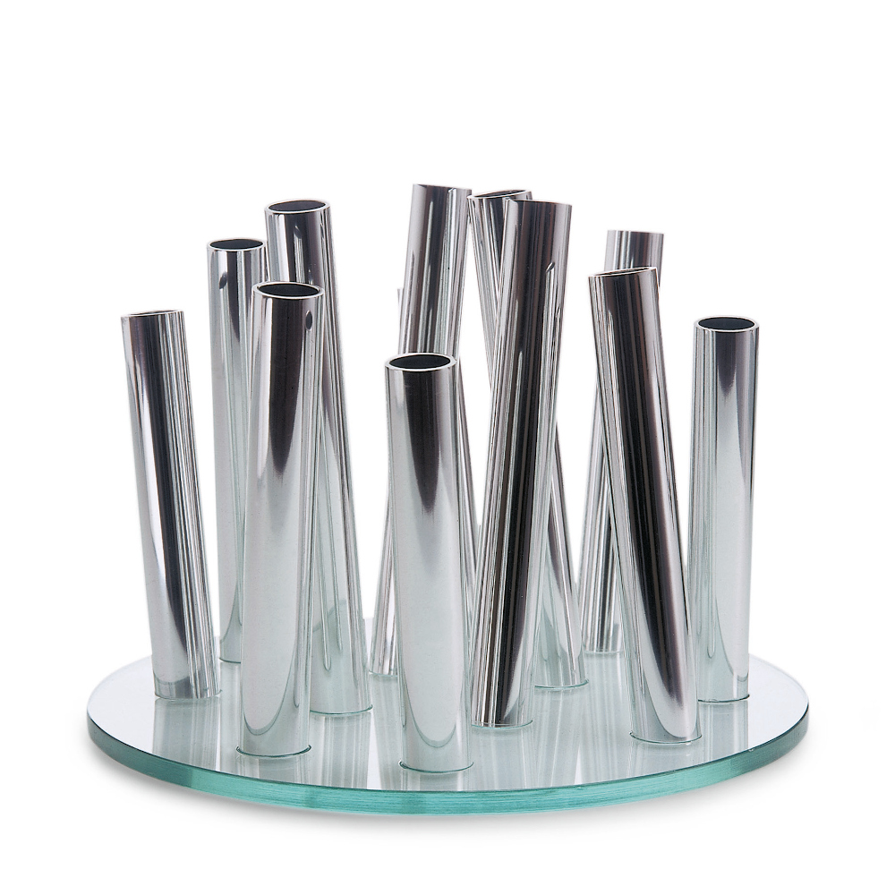 Philippi Bouquet Vase with 11 Stem Tubes – Polished Aluminium & Glass – image 3