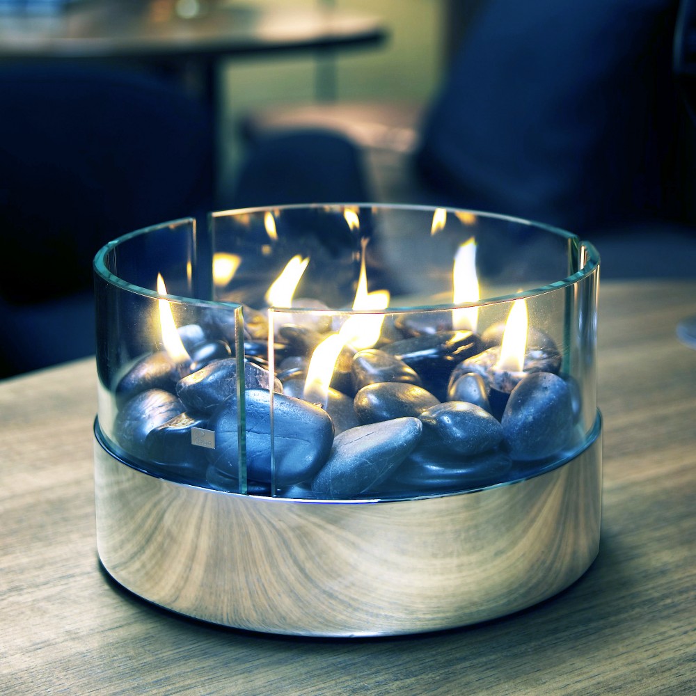 Philippi Burn Table Top Fire Pit – Stainless Steel with 6 Wicks & River Stones – image 3