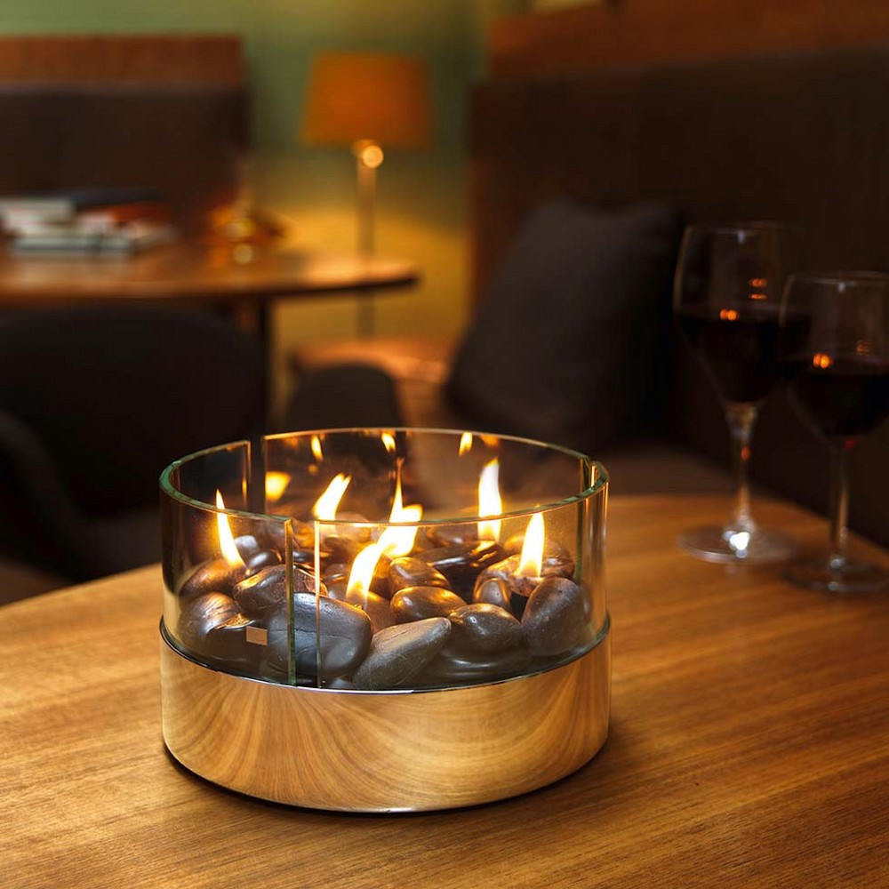 Philippi Burn Table Top Fire Pit – Stainless Steel with 6 Wicks & River Stones – image 2